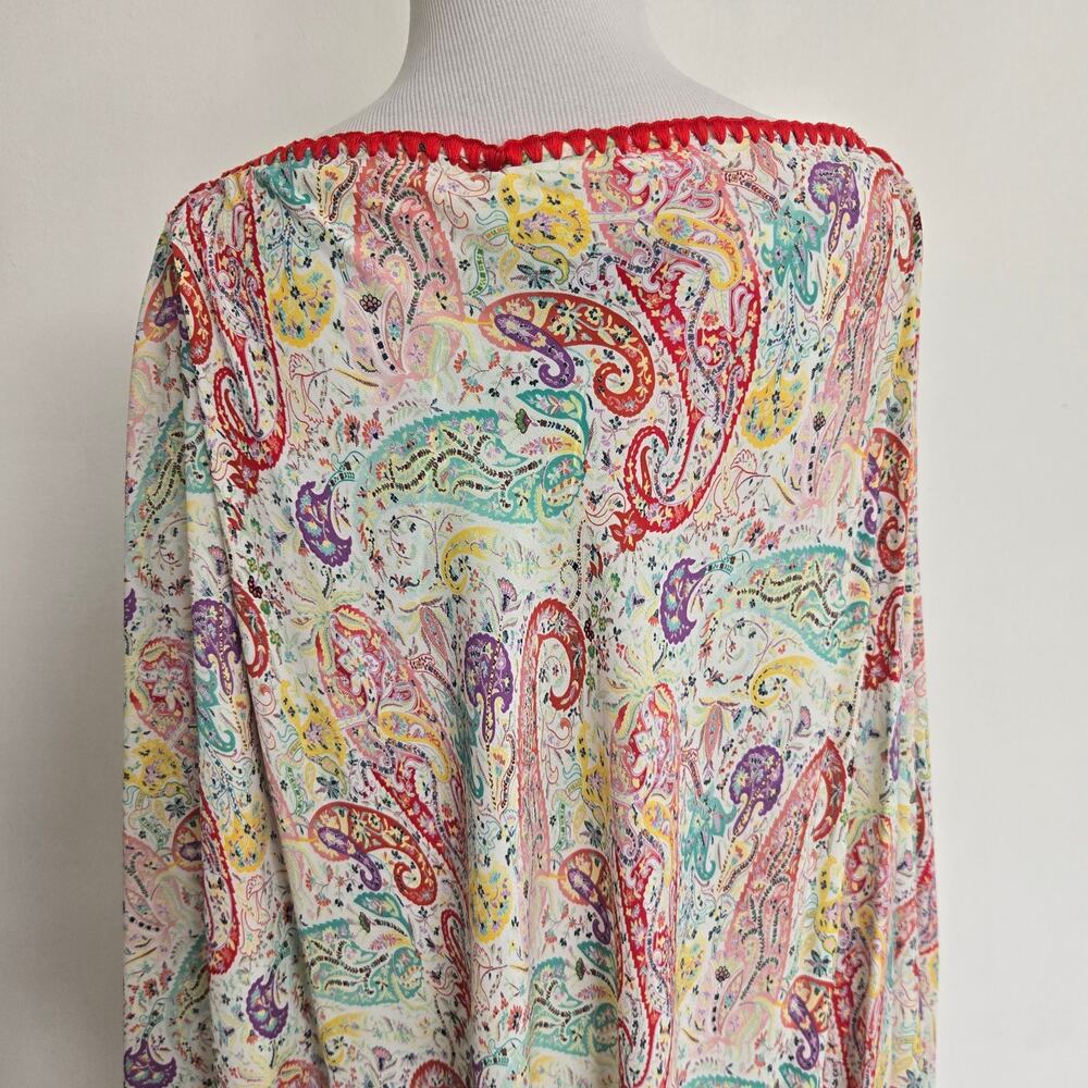 NWT Etro Poncho White Paisley Luxury European Vacation Summer Italy Women OS - Picture 11 of 14